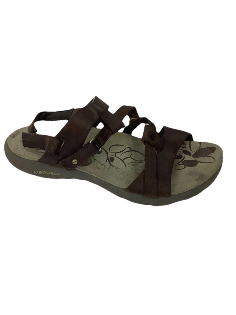 Merell Womens Sz 10 Leather Strappy Adjustable Comfort Outdoor Sandals